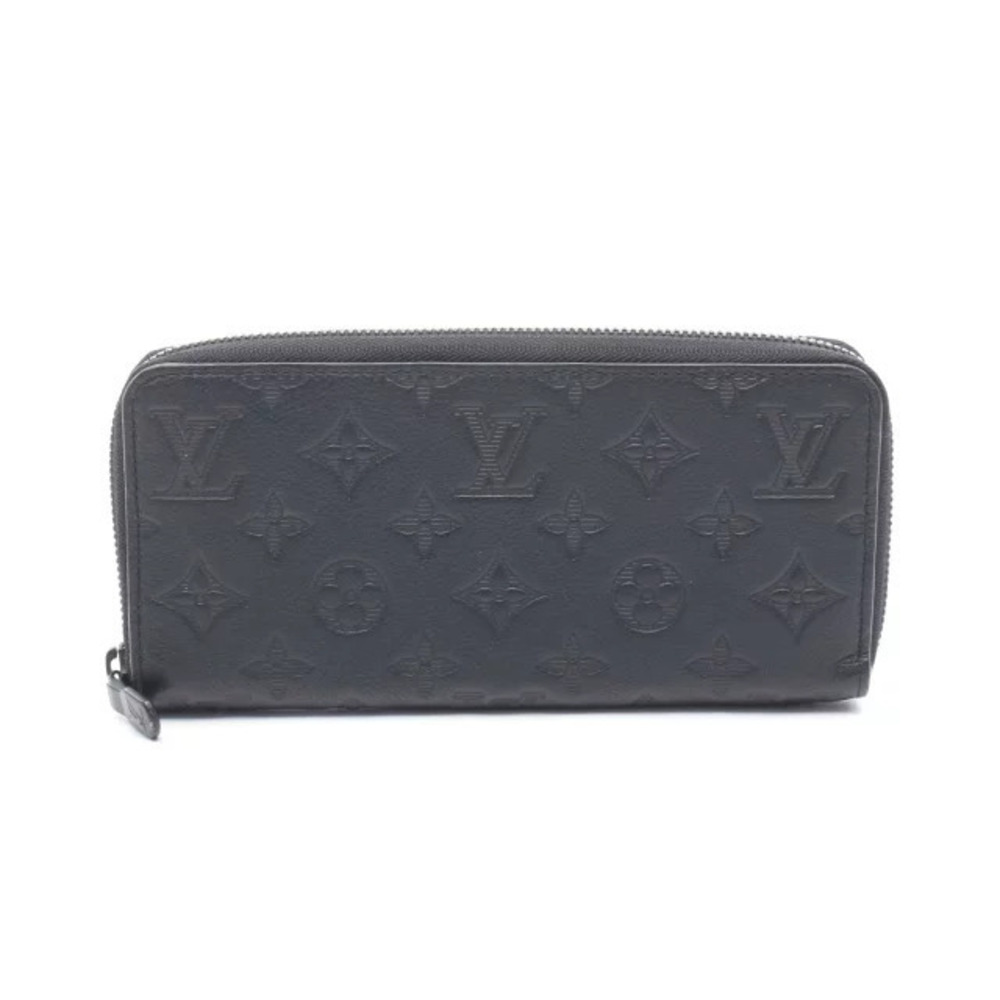 Louis Vuitton Zippy Wallet Horizontal Round Long Leather Monogram Shadow Black